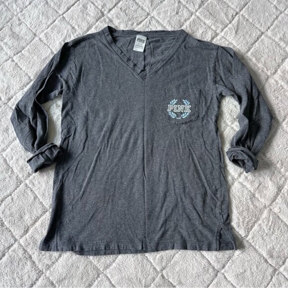 Victoria's Secret PINK | Long Sleeve V-Neck Pocket Tee | Size Extra Small - Picture 4 of 12